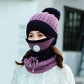 Warm knitted hat for cycling