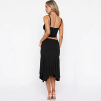 Womens Off-shoulder Midriff-baring Top And Skirt Set For Women