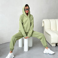 Hooded Pocket Sweatshirt Suit Two-piece Set