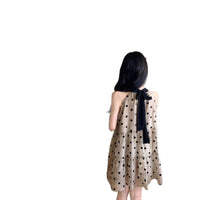 French-style Sleeveless Off-Shoulder Polka-Dot Dress