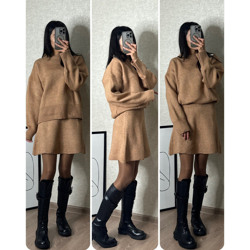 Women's All-matching Sweater Short Skirt Two-piece Suit