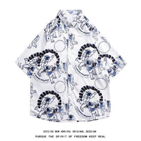 Men's Retro Hong Kong Style Short Sleeve Printed Shirt