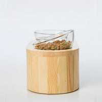 Solid wood double bowl glass cat bowl