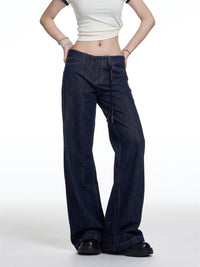 American Retro Washed Worn Jeans Women's Loose Straight