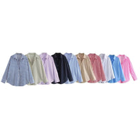Women's Lapel Collar Multi-Color Long-Sleeve Single-Breasted Shirt