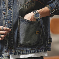 American Retro Embroidered Denim Coat Men's Jacket