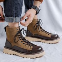 Patchwork Retro All-matching Work Clothes Boots