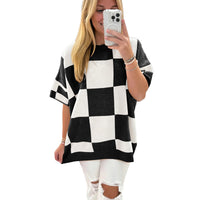 Women's European American Simple Versatile Pullover Round Neck Half Sleeve Sweater