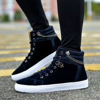 Chain canvas shoes high-top casual sneakers