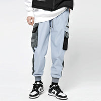 Men's trendy brand hip-hop hiphop trend multi-pocket color-block overalls