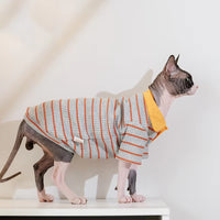 Pet Cat Clothes Padded Polo-style With A Turn-down Collar And Long Sleeves