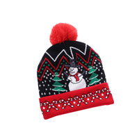Christmas knitted hat with printed woolen hat