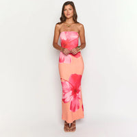 Sexy Slim Fit Printed Tube Top Bodycon Sheath Dress