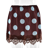 Chic Sassy Waist-cinching Polka-dot Lace-trimmed Skirt For Women