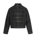 American Retro Airplane Buckle Pleated Gem Button Design Denim Jacket