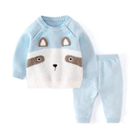 Korean double diagonal button sweater