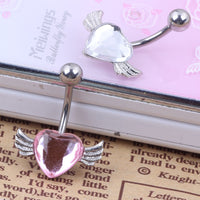 Download main imagesDownload description images2015 New Free Shipping Love Heart Belly  Ring Gem Angel Wing Belly Button Navel Rings Body Piercing jewelry