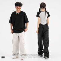 American Retro Piano Bag Stitching Casual Straight Trousers