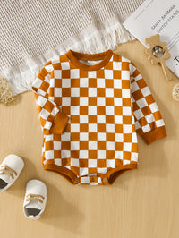 Baby Clothes Jumpsuit Triangle Chessboard Plaid Pullover Sweater