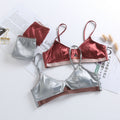 Glossy thin silk French triangle cup ice silk sexy bra satin bra set