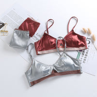 Glossy thin silk French triangle cup ice silk sexy bra satin bra set