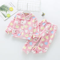 Flannel Stand Collar Buttoning Cartoon Print Suit
