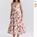 Spicy-style Floral Mid-length Dress With A Backless Halter Design