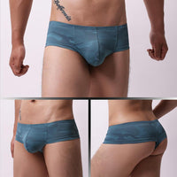 Low Waist Men's Underwear Printed U Convex Mesh Breathable