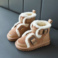 Genuine wool at the mouth of leather girl's short boots is antiskid