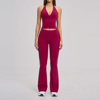 Sports Neck-Hanging Beautiful-Back Brushed Flared Yoga Set