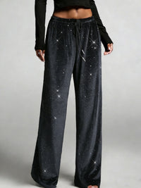 Fashionable Sequined Drawstring Slimming Stretch Pants From Europe And The US