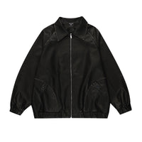 Leather Coat Men's Loose Lapels Vintage