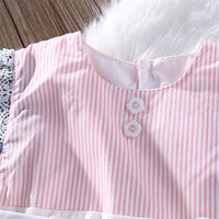 Baby Girl Flying Sleeve Lace Up Triangle Romper