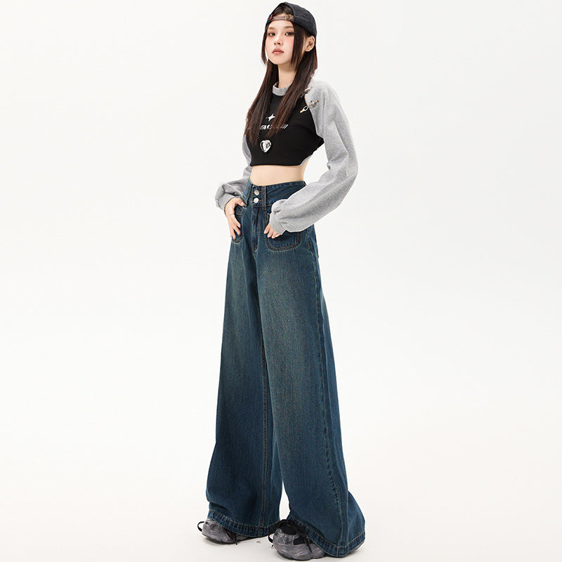 New Simple High Waist Casual Straight-leg Jeans For Women