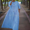 Womens Cotton-Linen Swing Midi Dress