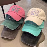 All-match Retro Face-looking Small Letters Soft Top Washed Sun-proof Baseball Cap For Men