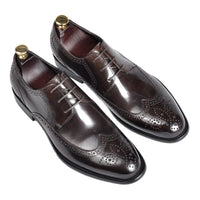 Handmade Genuine Leather Men's Pointed Toe Business Formal Wear Leather Shoes