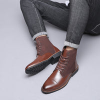 Men's pointed warm martin boots with velvet top boots