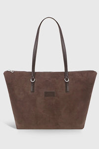 Brown Suede Shopper Bag For Women
