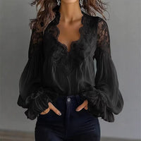 Ins Puff-sleeved Blouse Fashion Elegant Ruffle Pleated Long-sleeved Top Womens Clothing