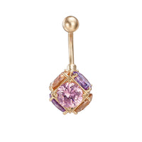 Colored square crystal ball navel ring belly button