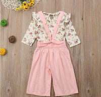 Wear Sleeve Floral Top   Bib Long Sleeve Two Girls Set