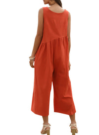 V-neck suspender sexy solid color jumpsuit