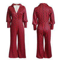 Loose Elastic V-neck Straight High Waist Jumpsuit