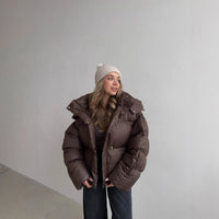 Casual Loose Slim-fit Hooded Mid-length Puffer Coat For Women