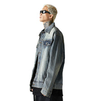 Washed And Worn Denim Clothes Jacket Men's Punk