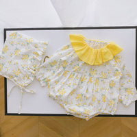 Baby Girl Korean Style Lotus Leaf Collar Jumpsuit