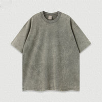 Water-washed Printed Heavyweight Pure Cotton Regular-shoulder Short-sleeve T-shirt
