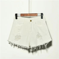 Holed Jeans Shorts Women's Loose And Thin Wide Leg Pants Hot Pants