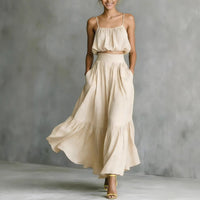 Two-piece High-waist Flared Skirt Set